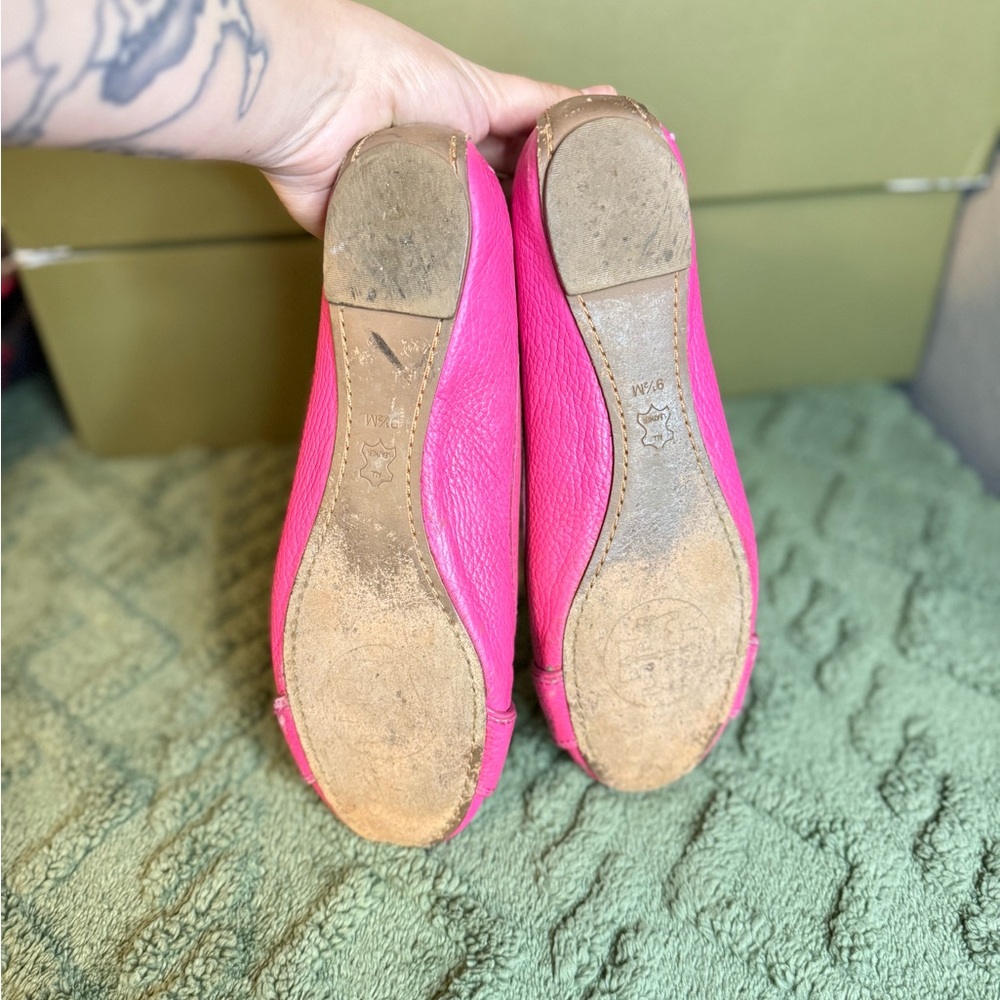 Tory Burch Pink Flats with Gold Accent - Picture 6 of 6